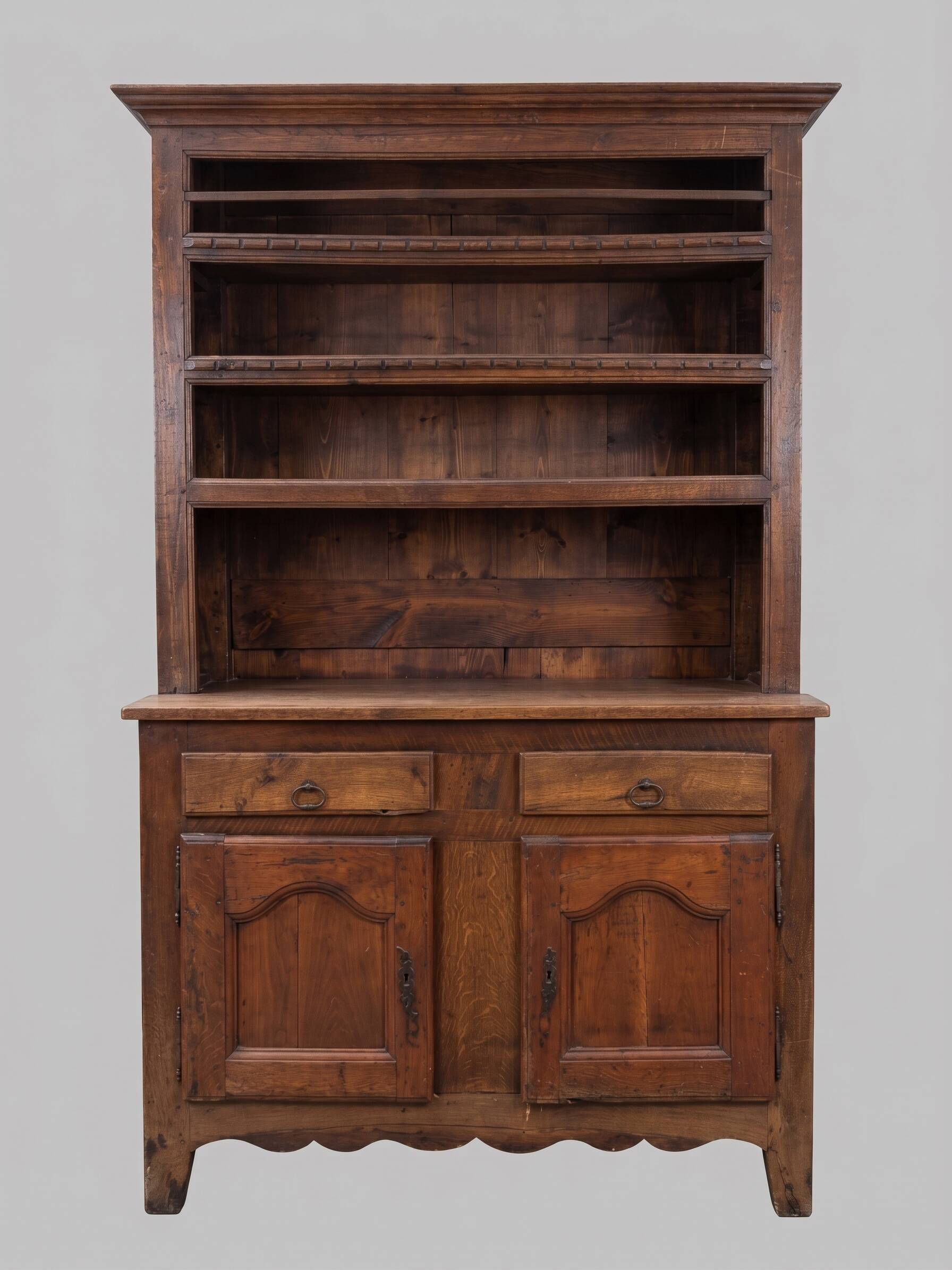Sideboard, buffet, double body in solid oak Louis XV, Louis Philippe