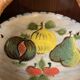 Fruit bowl signed puigdemont spanish ceramic fruit decor osie handle