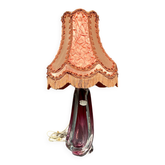 Val Saint Lambert. Two-tone solid crystal lamp (light purple) with high lead content.