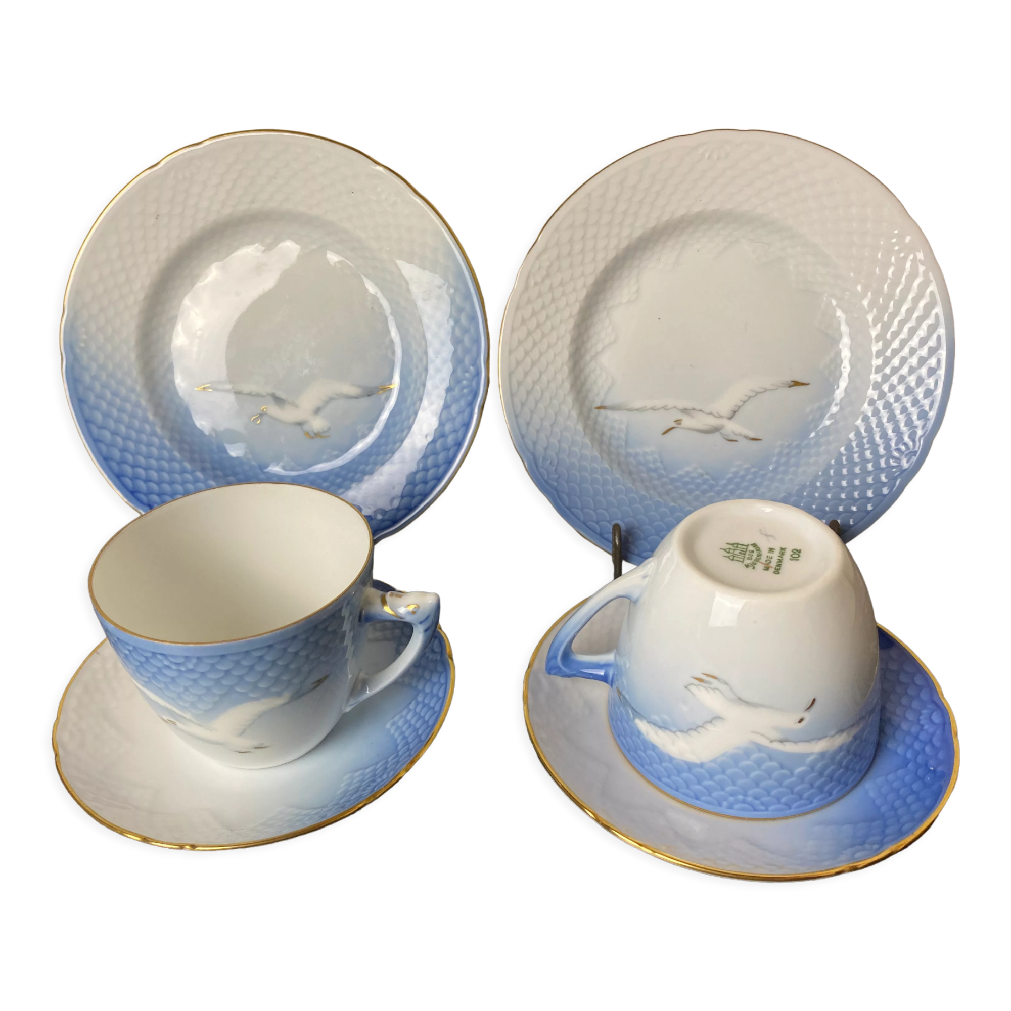 Set of 2 porcelain breakfast sets "Royal Copenhagen"