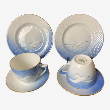 Lot de 2 sets de petit-déjeuner en porcelaine "Royal Copenhague"