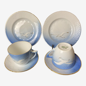Set of 2 porcelain breakfast sets "Royal Copenhagen"