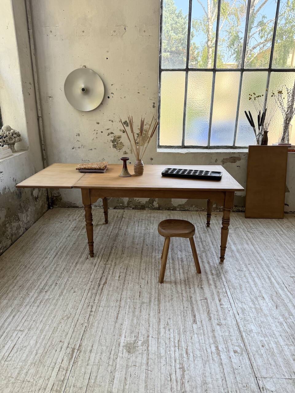 Table de ferme noyer à rallonges 150-250cm