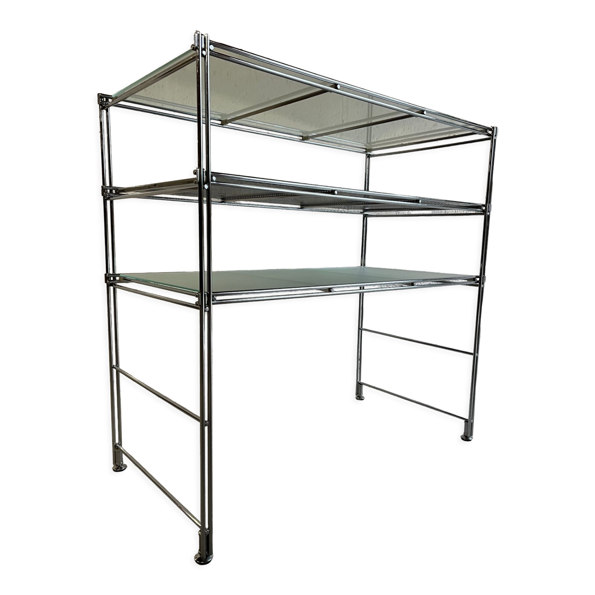 Modular shelf, tray in stainless steel and glass by Niels Gammelgaard for IKEA