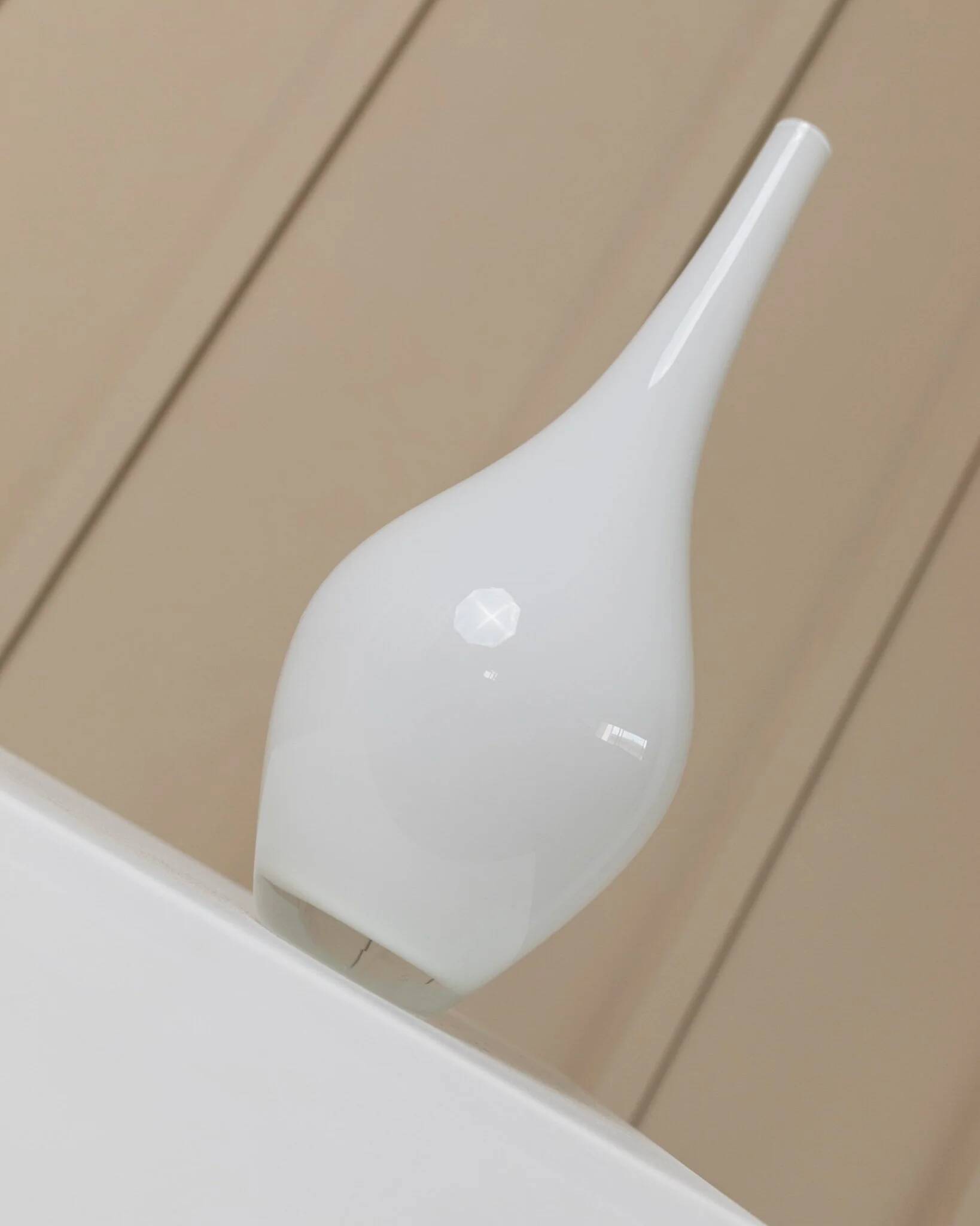 Vintage white milk-glass Salong vase by Johanna Jelinek for IKEA - mouth-blown glass, Scandinavian design