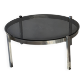 Table basse, chrome et verre fumé, 1970