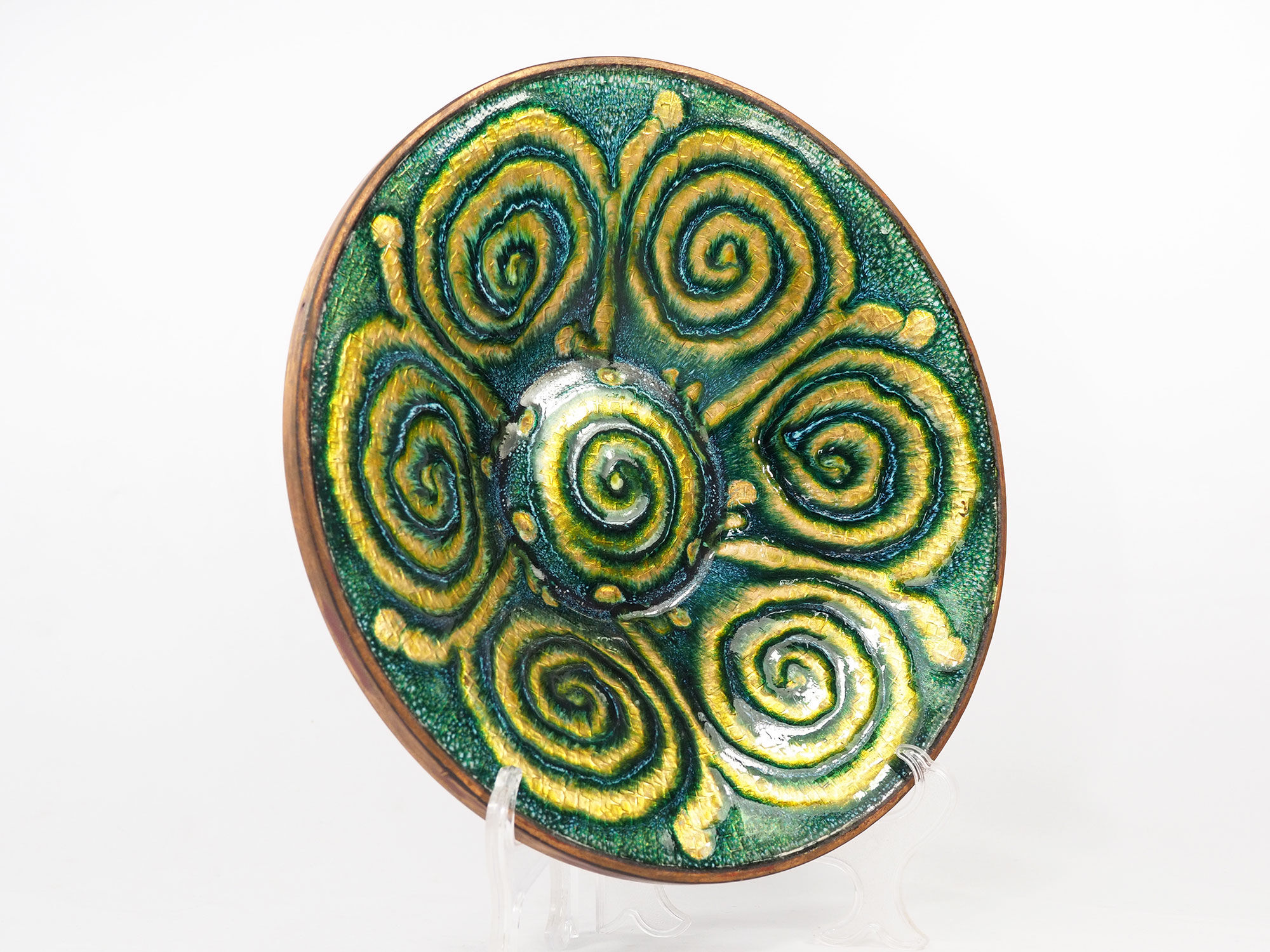 Centerpiece - email of limoges-geometric pattern mid century