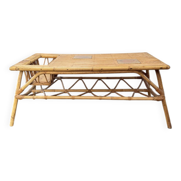 Table basse vintage en rotin