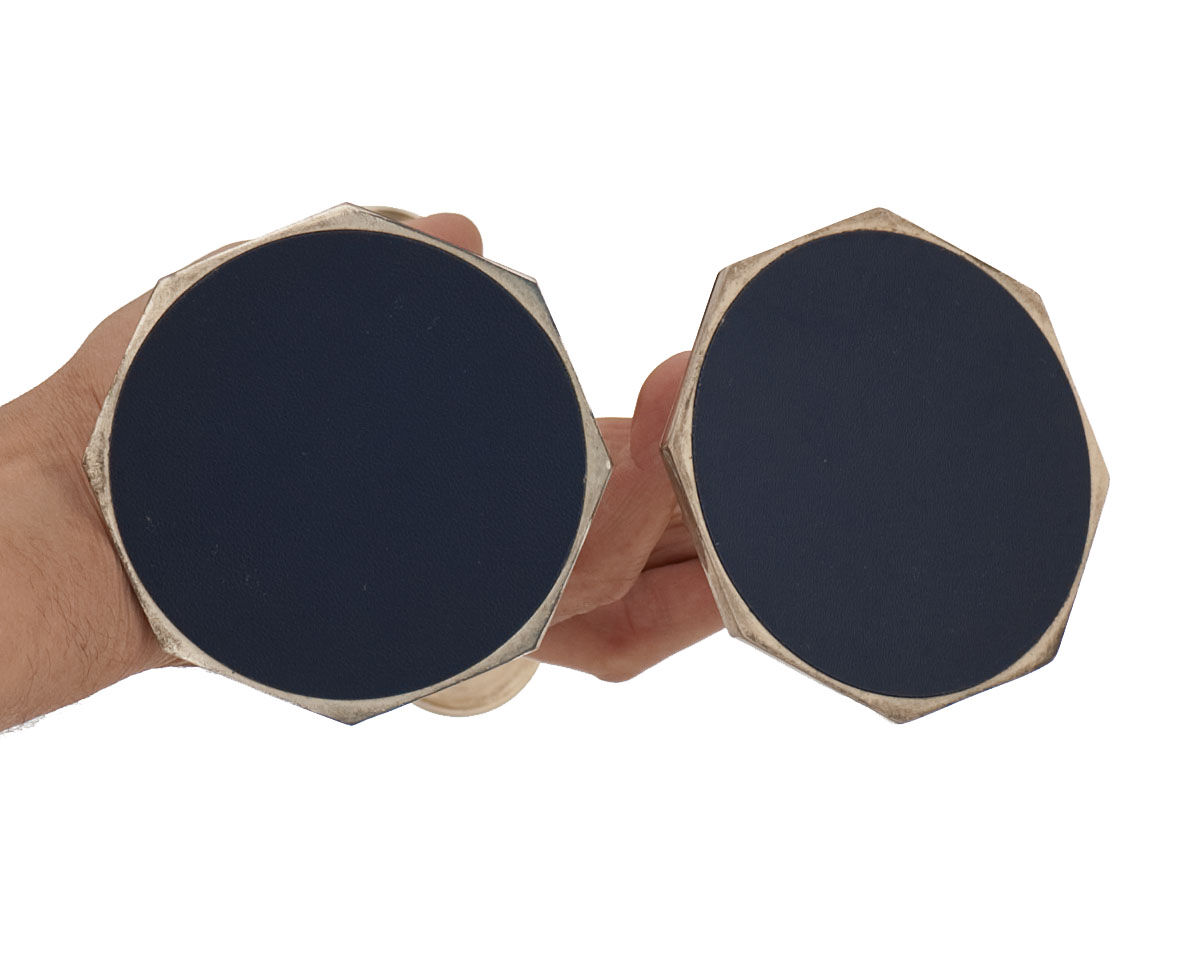 2 candlesticks and 1 silver metal candlestick circa 1980