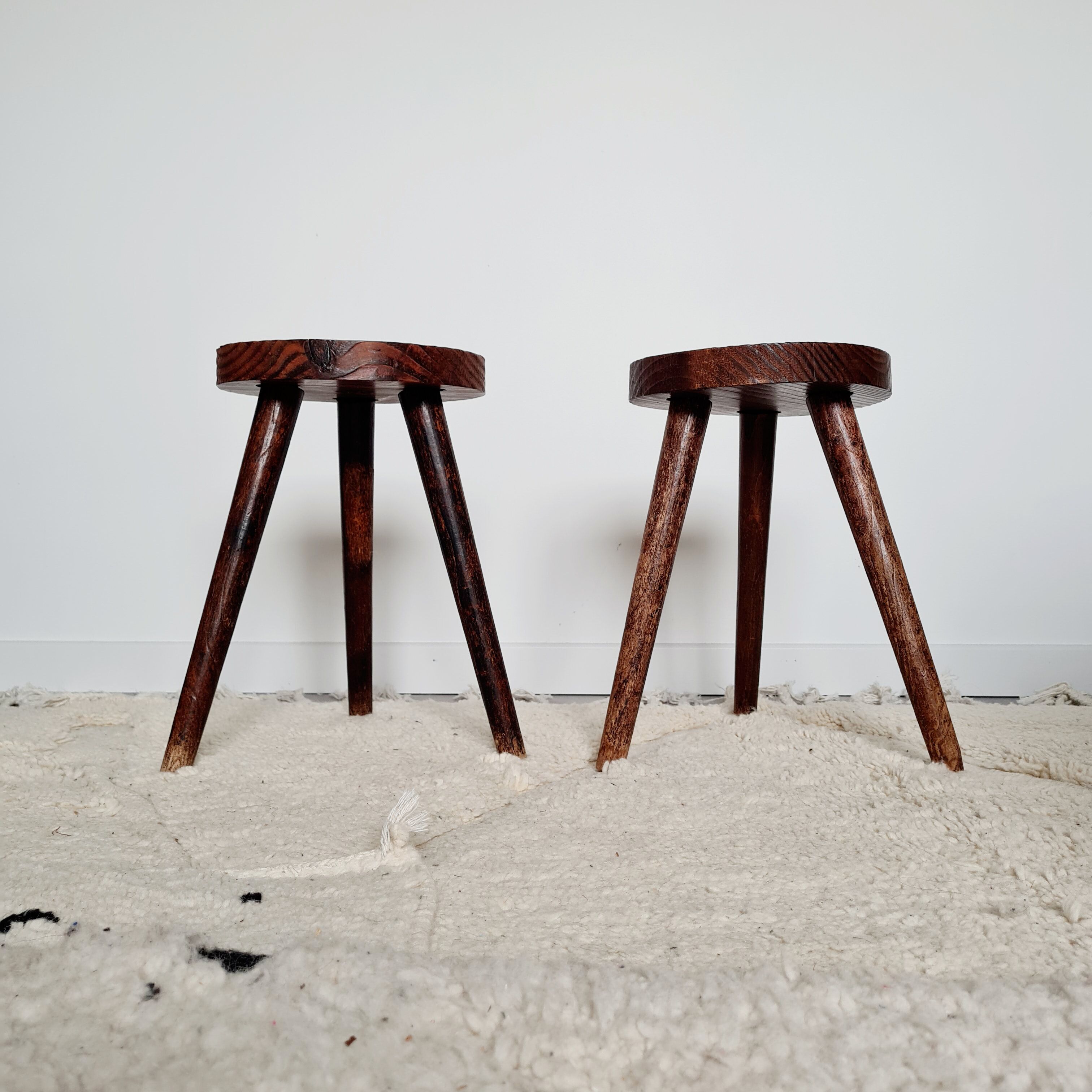 Pair of antique tripod stools