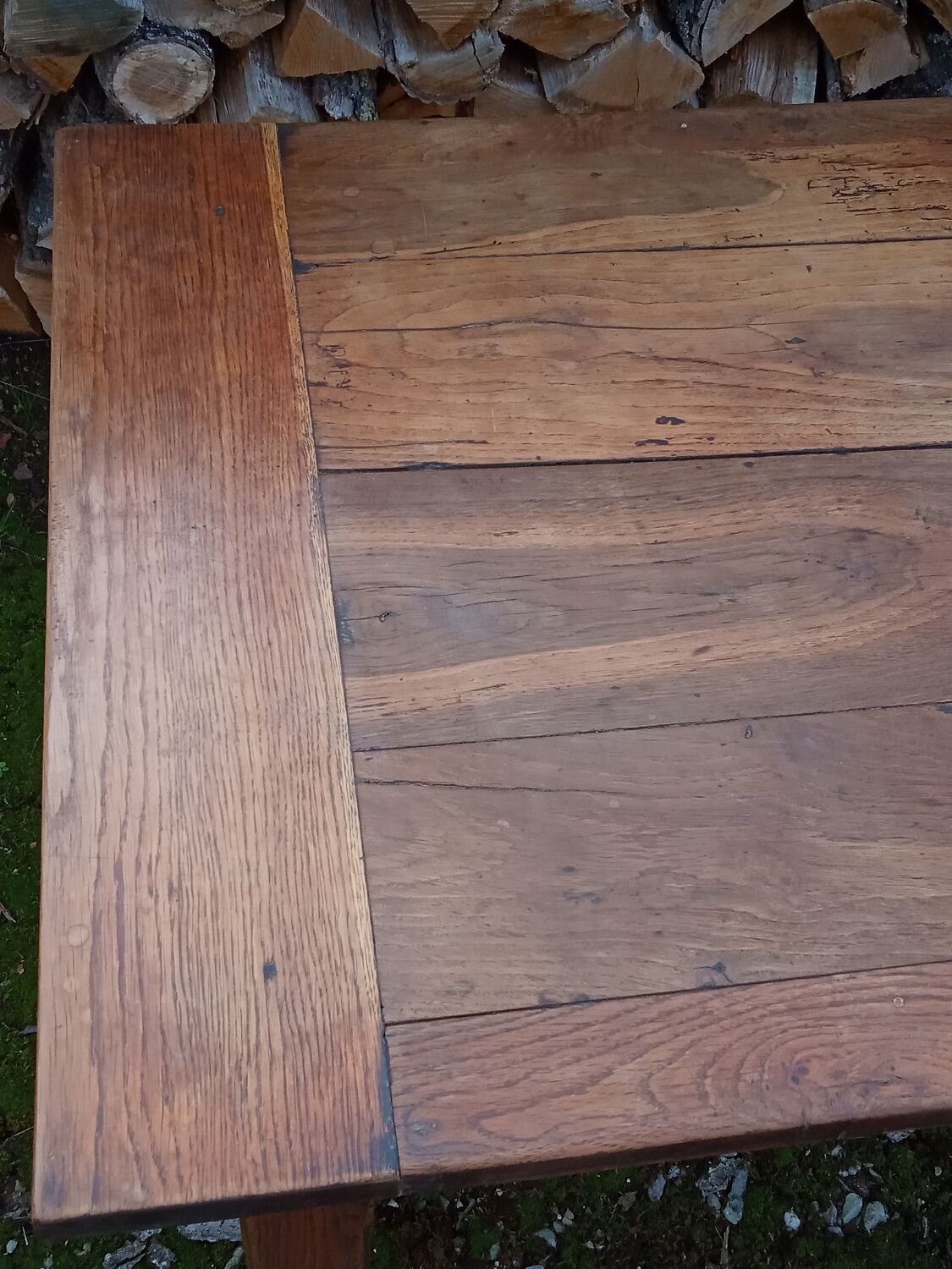 Oak farmhouse table with two large drawers