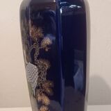 Vase bleu cobalt avec côtes biseautés