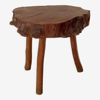 Brutalist elm side table