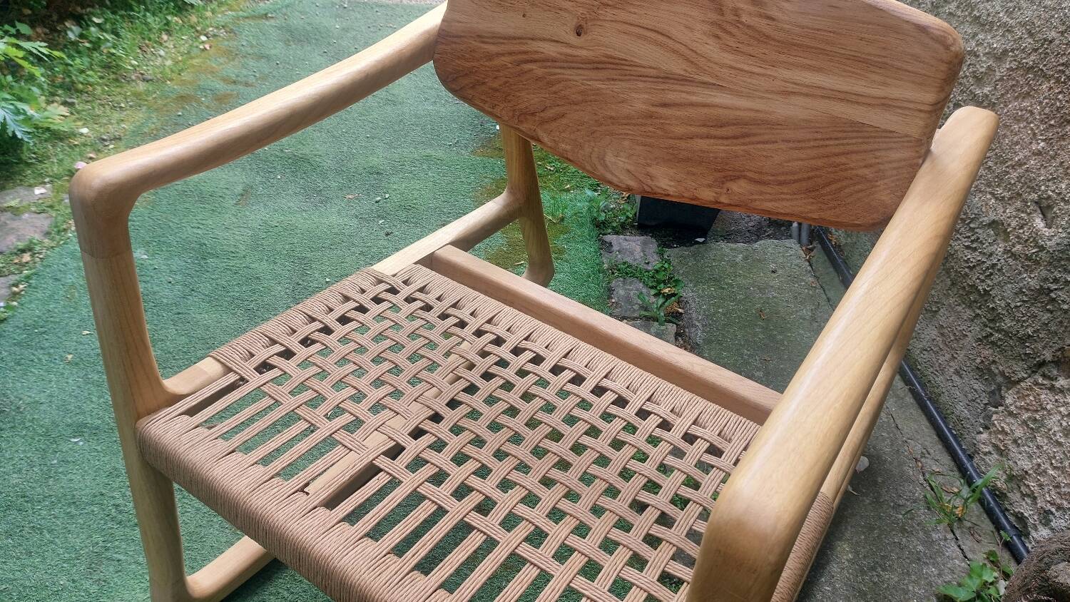 Rocking chair in oak and Danish rope