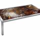 Vintage 1970s coffee table – chrome metal & enamelled tiles