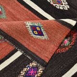 Light Red & Dark Brown Striped Kilim Rug, 168x264Cm