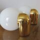 Pair of appliques " Limburg " white opaline and golden methacrylate 80s