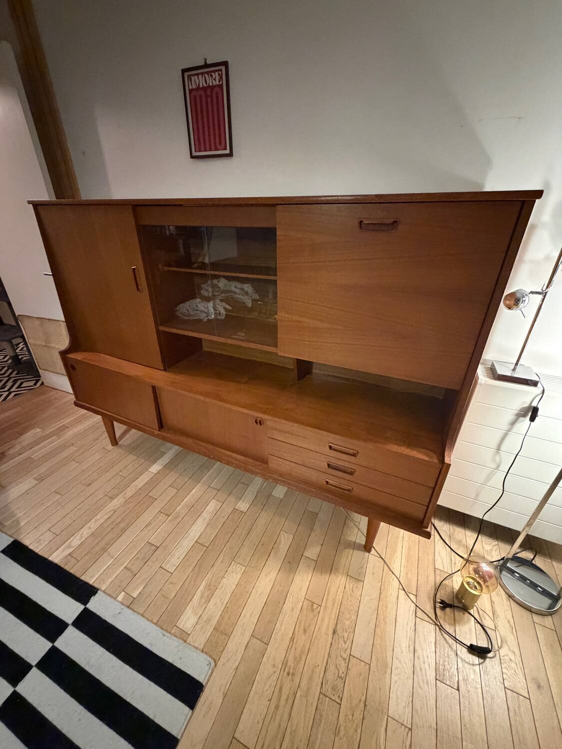 Vintage Scandinavian teak sideboard – 1960s–70s