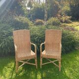 Pair of old wicker rattan chairs