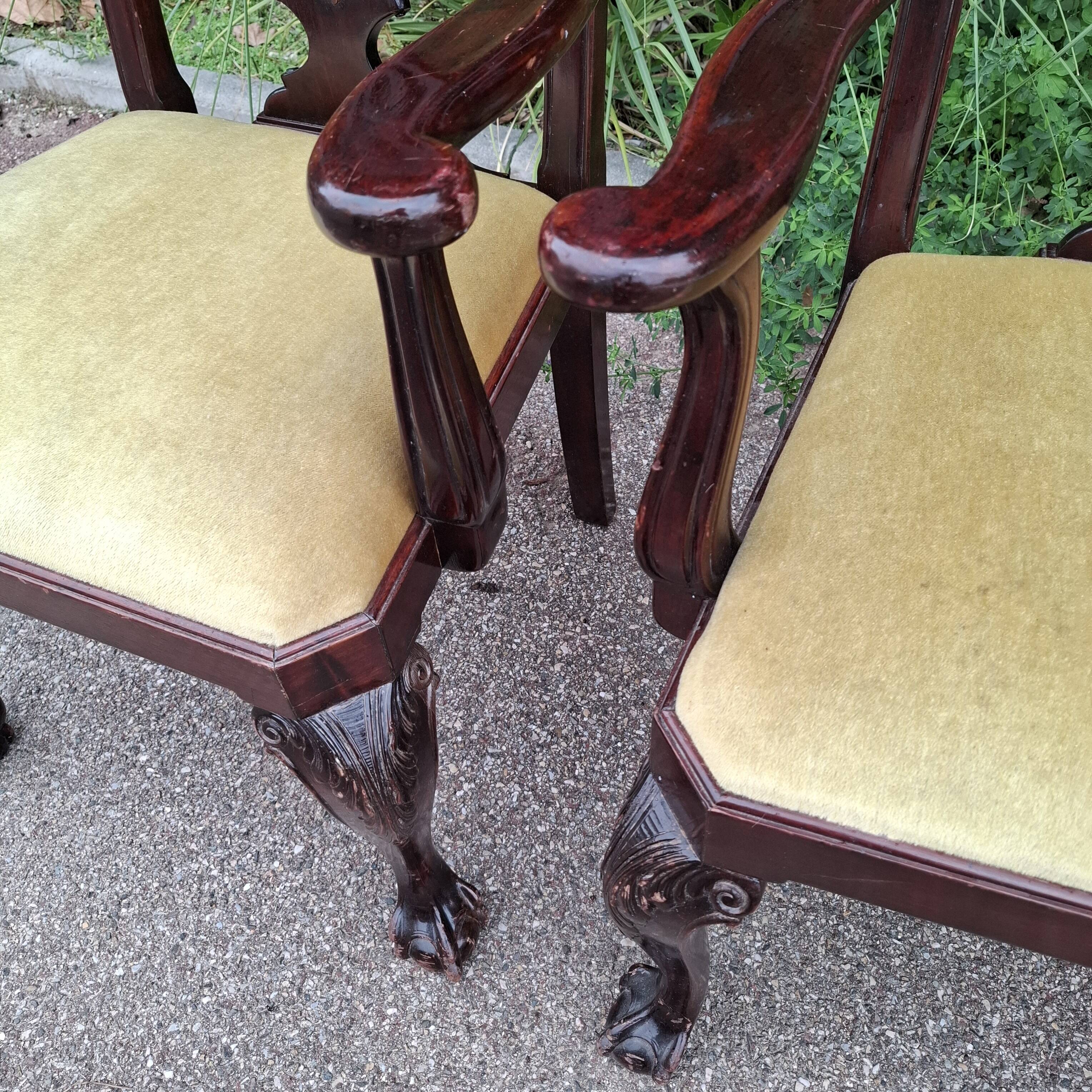 2 Chippendale-style armchairs
