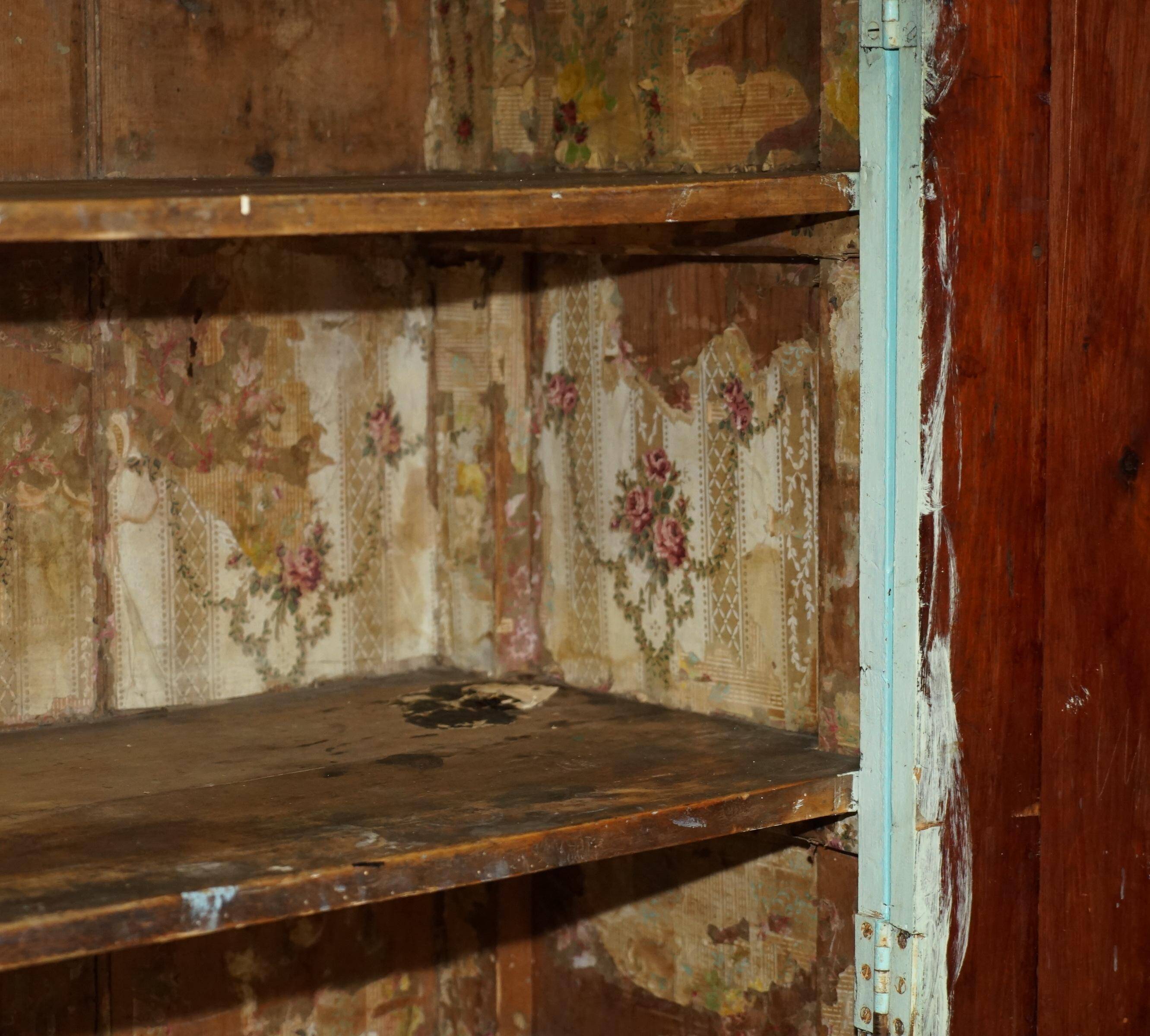 Painted pine linen cupboard or Victorian pantry circa 1860