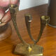 Chandelier, brutalist menorah, Wainberg, in brass.
