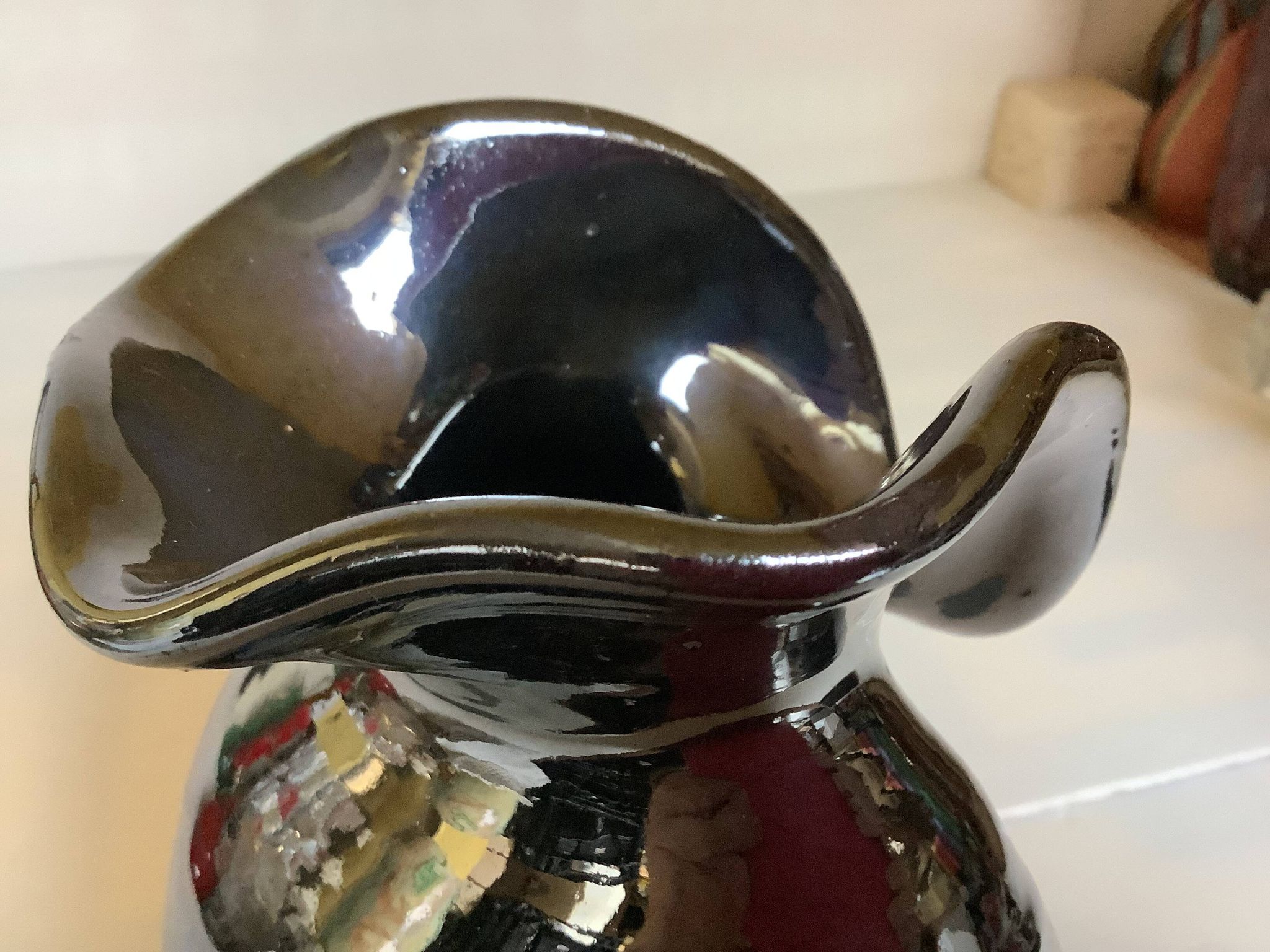Iridescent modernist vase by Thomas Buxo