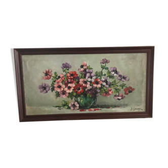 large picture of oil flowers on canvas