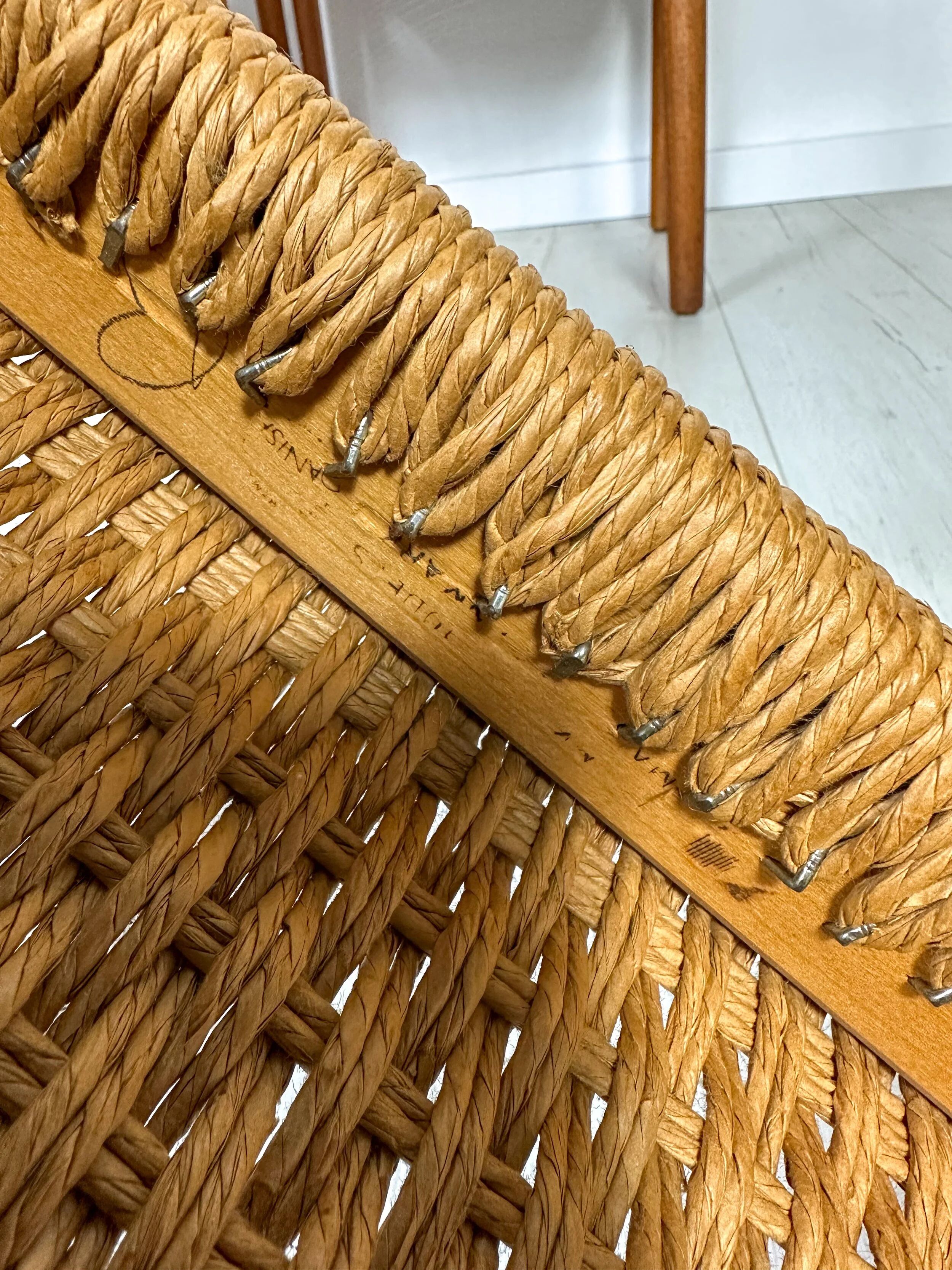 1960s Set of 6 Danish Teak Papercord Dining Chairs Model 84 by Niels Møller