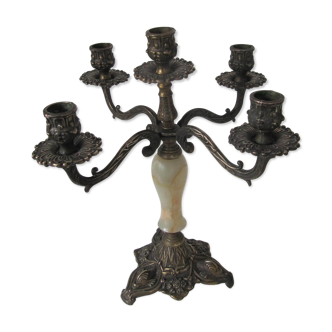 Antique brass and marble chandelier