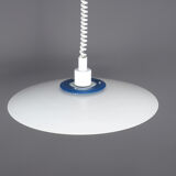 Danish design white metal rise and fall lamp, 1980s