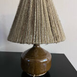 Vintage stoneware lamp and wool lampshade