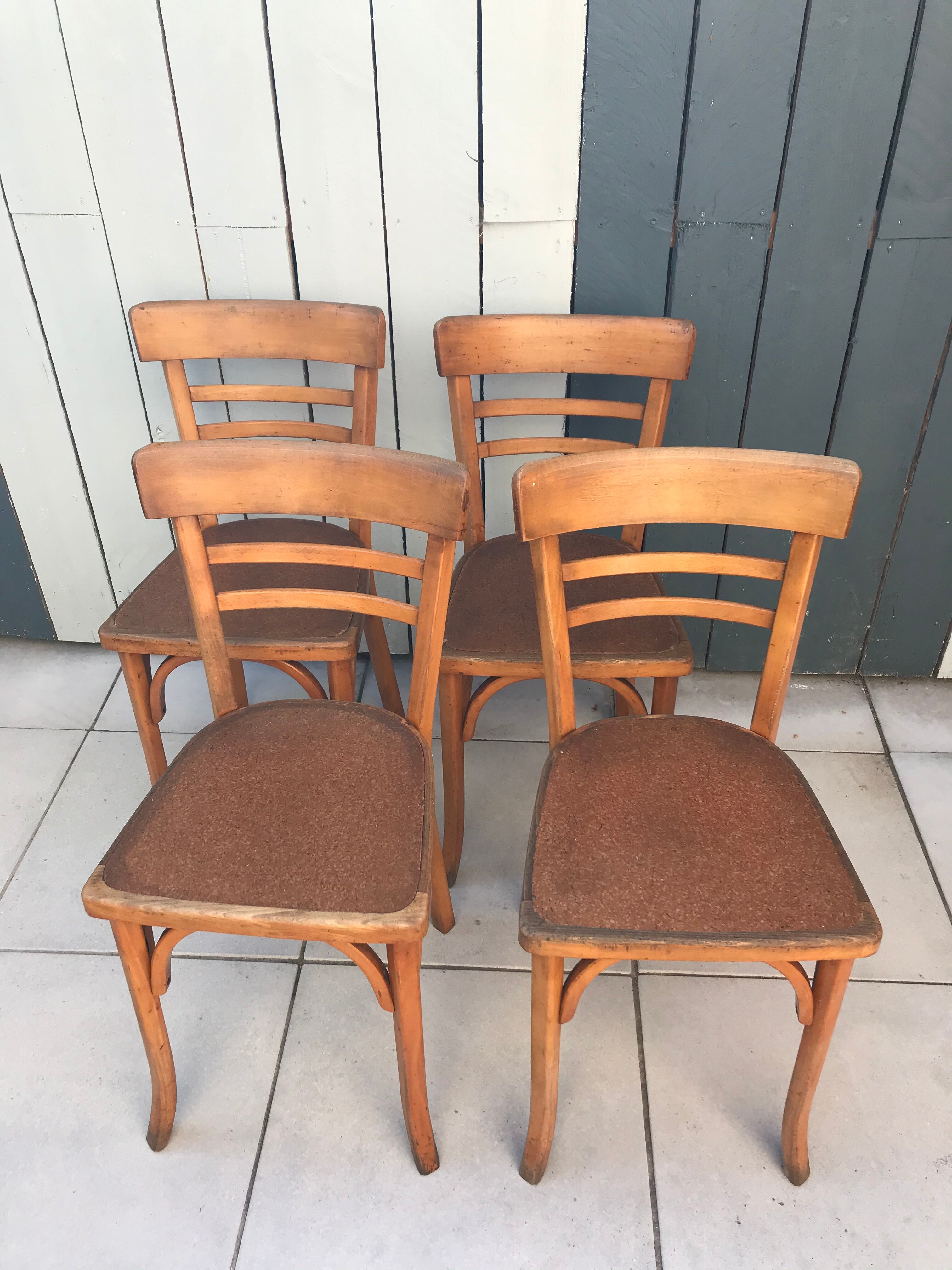 Lot of 4 bistro chairs stamped Baumann