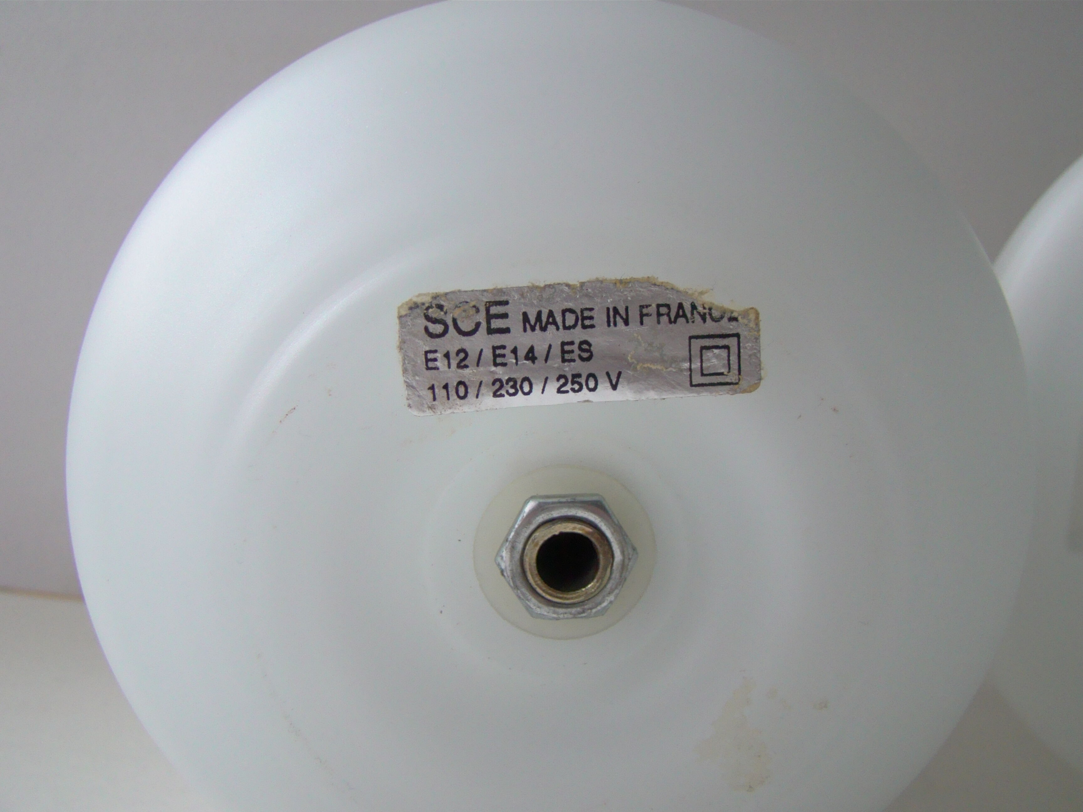 Pair of vintage white SCE lamps