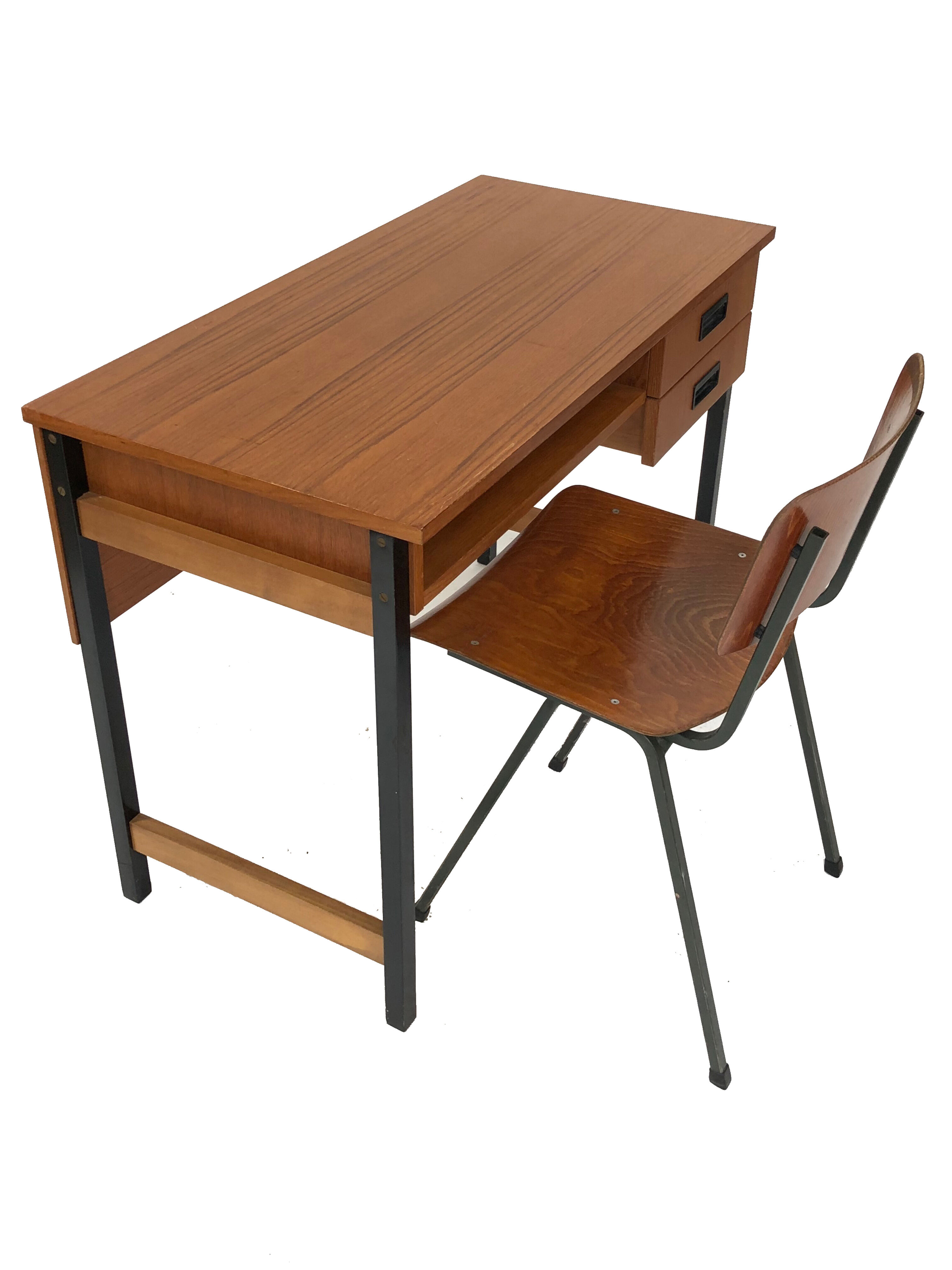 Desk of the 60 years with teak top, dutch