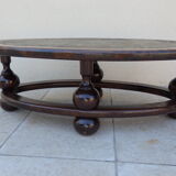 Coffee table year 80 slate solid oak vintage