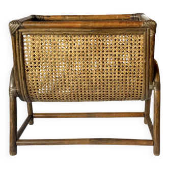 Vintage bamboo and cane magazine rack