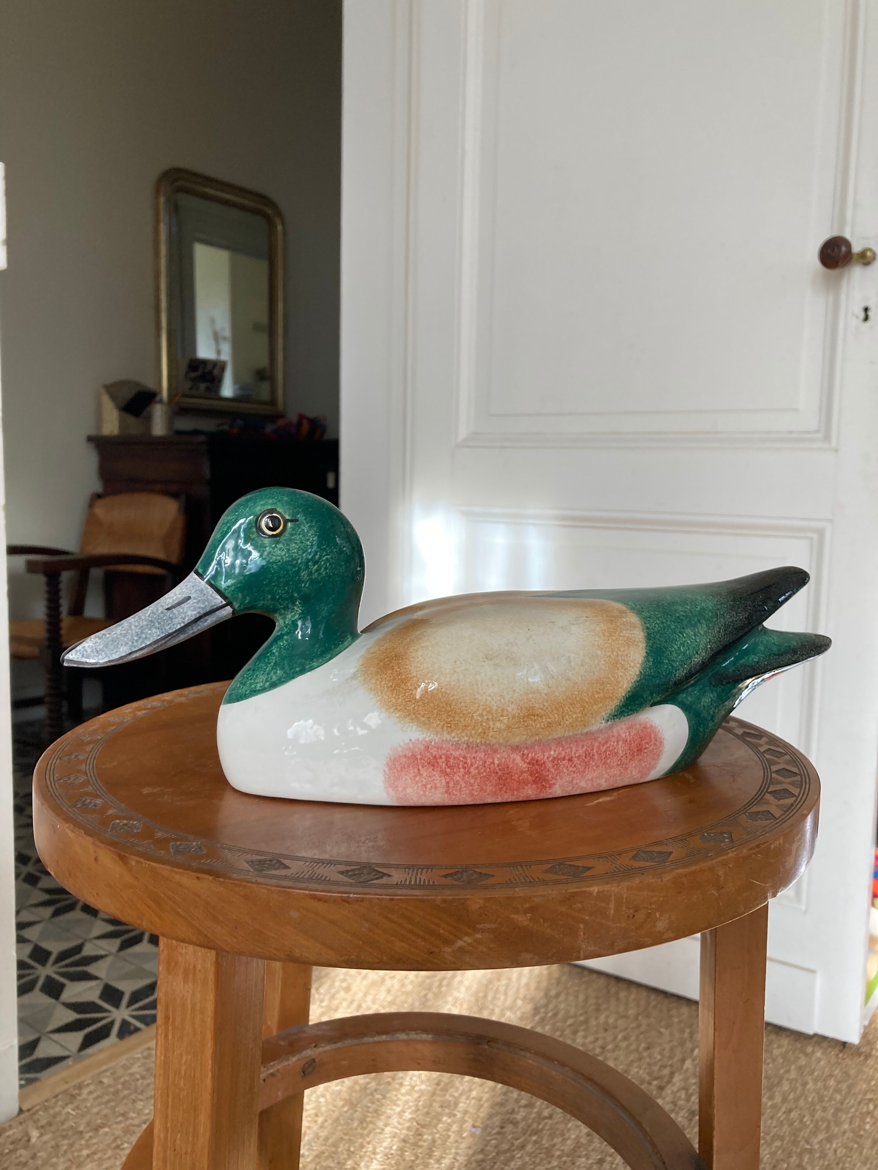 Duck Colbert vintage glazed ceramic sculpture