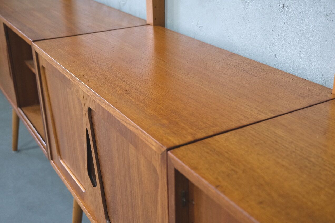 Mid-Century Modular Free Standing  Teak Wall Unit by Kjell Riise for Brodrene Jatogs, Norway, 1960s