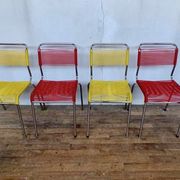 Series of 4 vintage chairs scoubidou of the 1950s