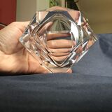 Empty diamond ashtray pocket flavio polished glass Murano crystal facets prism 60s