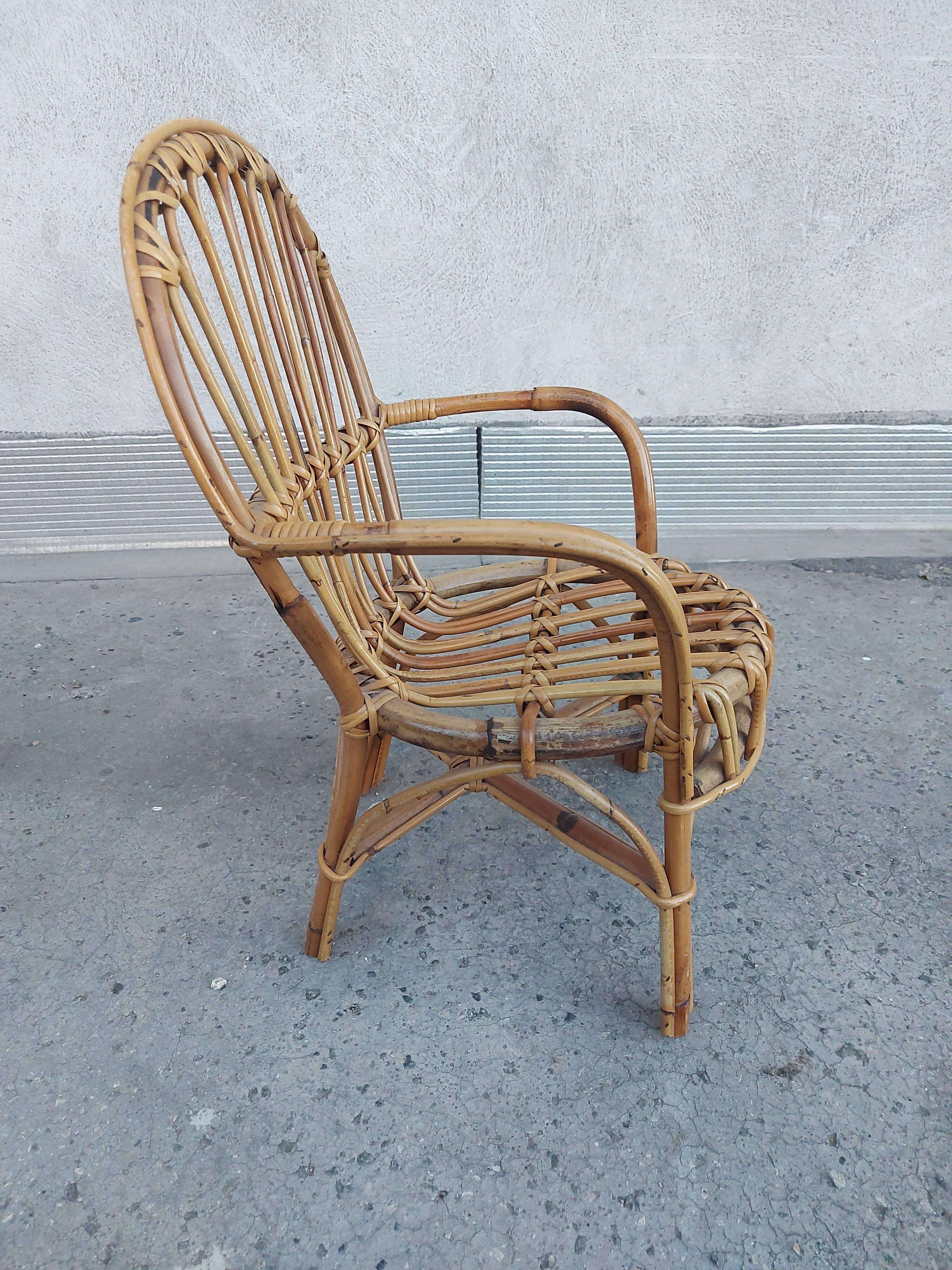 Vintage rattan children's armchair