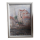 Old oil painting depicting a landscape