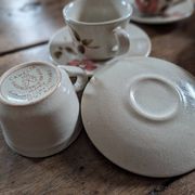 Saint-Amand Camelia – 6 hand-painted cups and saucers – 1950s/1960s
