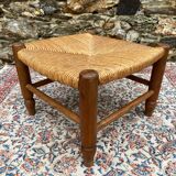 Low stool in wood and straw