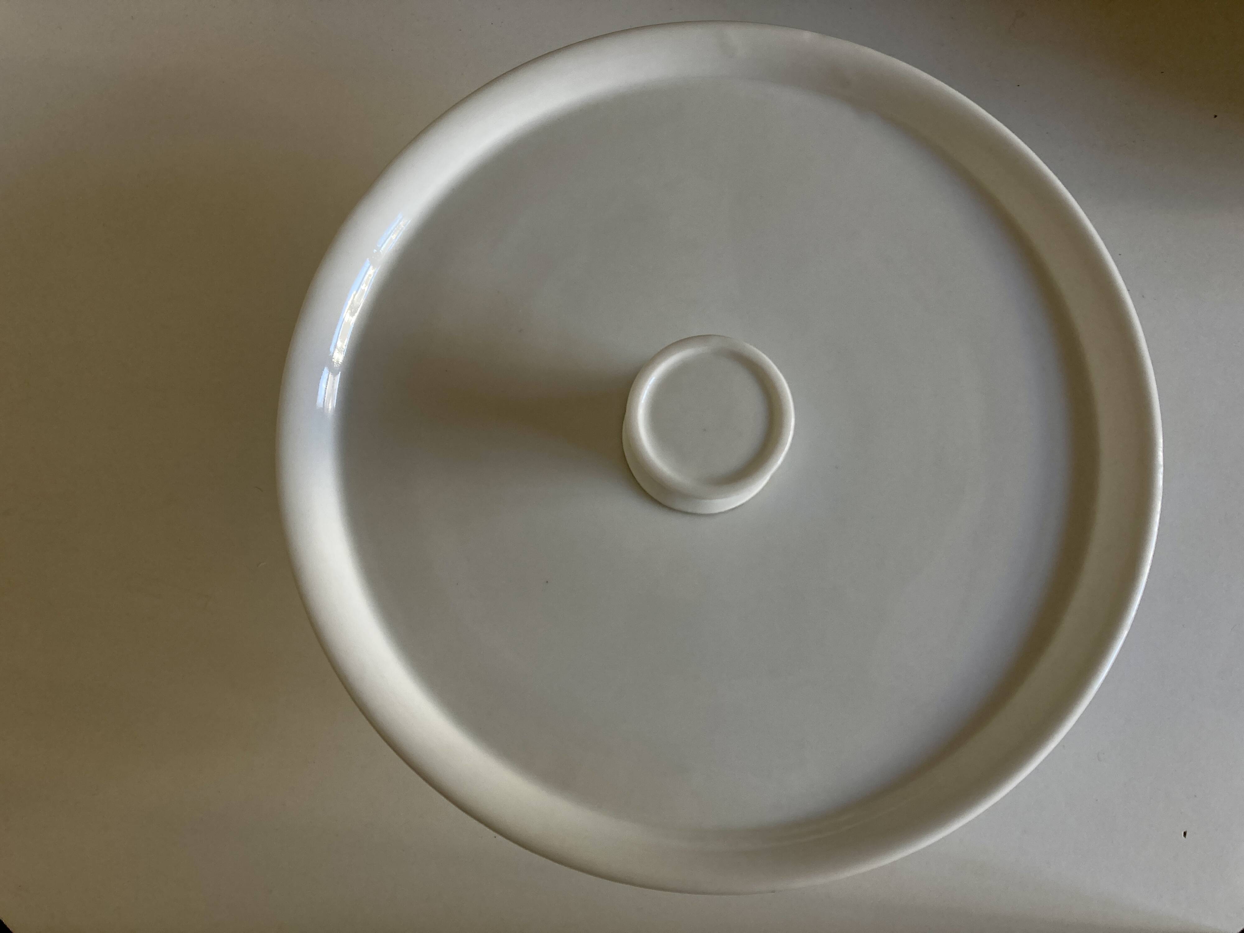 19th century XL office mounted plate, white earthenware display stand