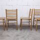 Danish ensemble transformable table 114 cm / 154 + 4 modernist chairs from the 1970s.