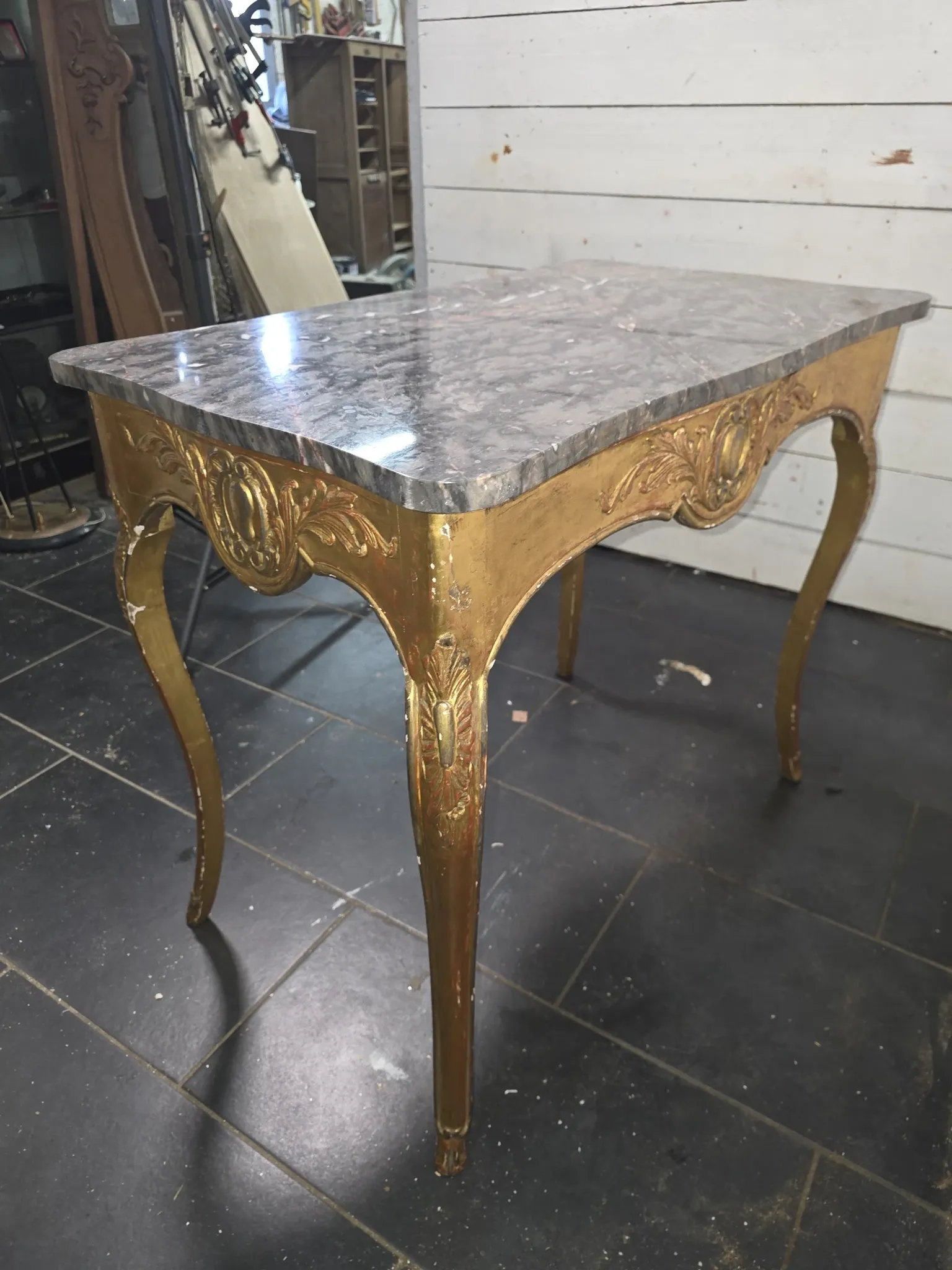 Console/centre table in Louis XV style, gilded, 19th century.