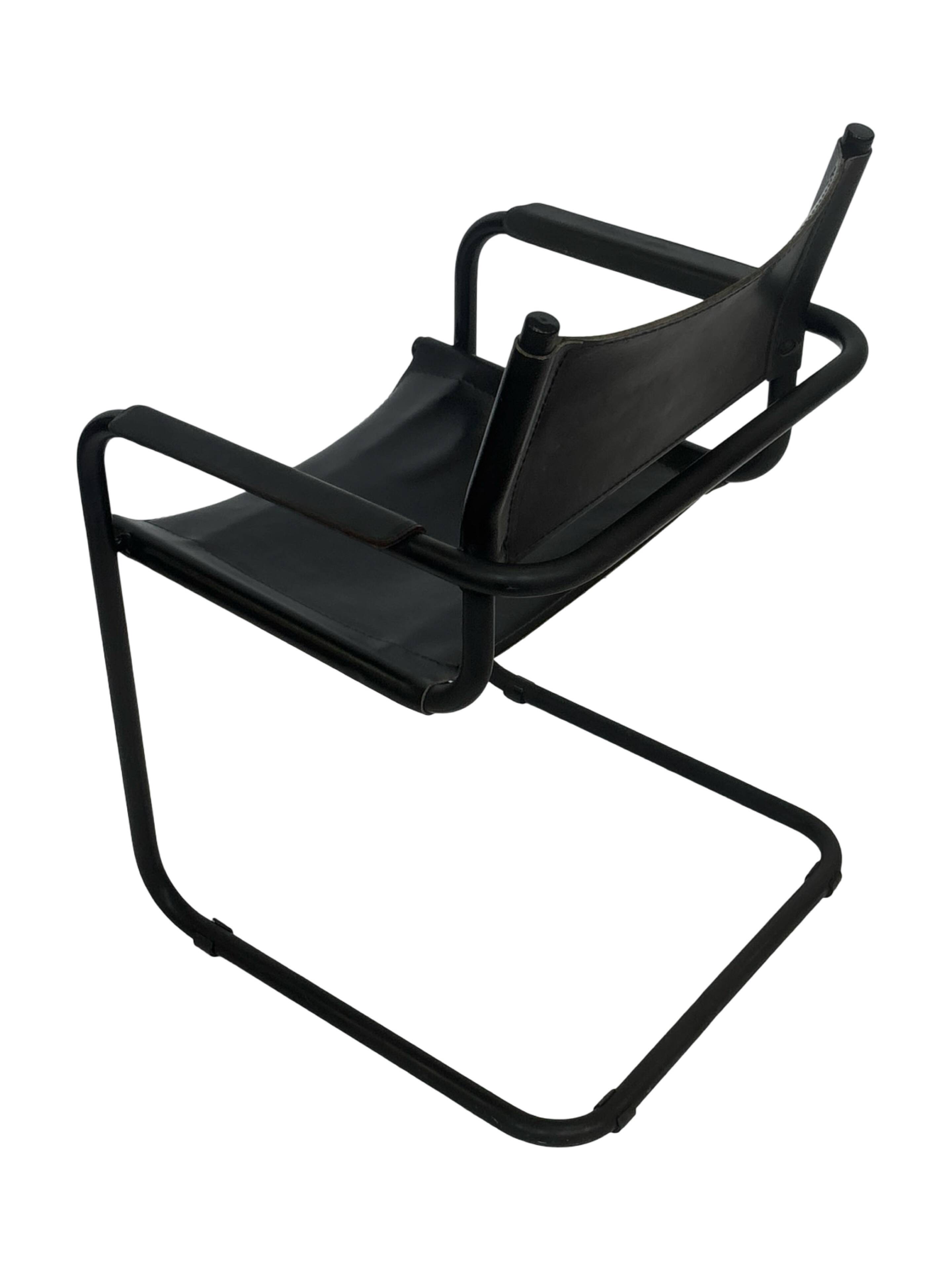 Vintage Breuer style leather chair B32/34 Italian Design in black