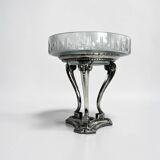 Art Deco, tripod fruit bowl in silver-plated metal by Gallia, crystal, circa 1930.